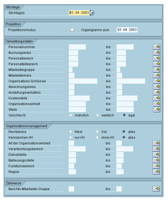 Beispiel eines Selektionsbildes der logischen Datenbank