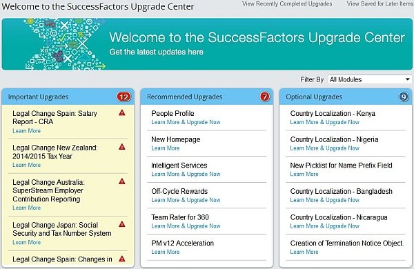 SuccessFactors Upgrade Center